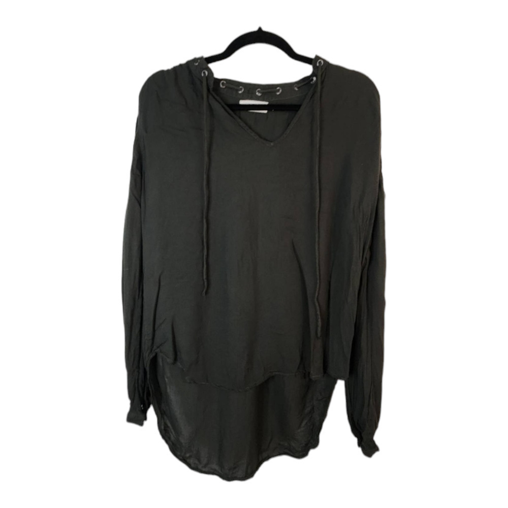 Bella Dahl green rayon riveted long sleeve blouse size small